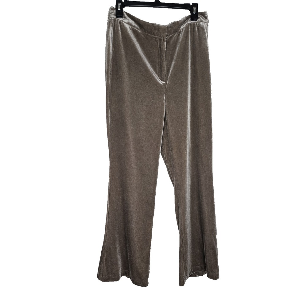 LOFT Outlet Velvet Pants Womens 8 Taupe Brown Wide Leg Glam Holiday Evening